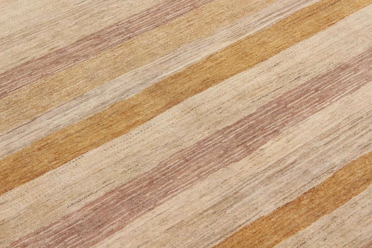Sand & Ochre Wool Rug with Horizontal Stripes, 308 × 237 cm, view 4.