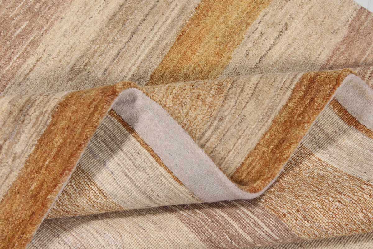Sand & Ochre Wool Rug with Horizontal Stripes, 308 × 237 cm, view 8.
