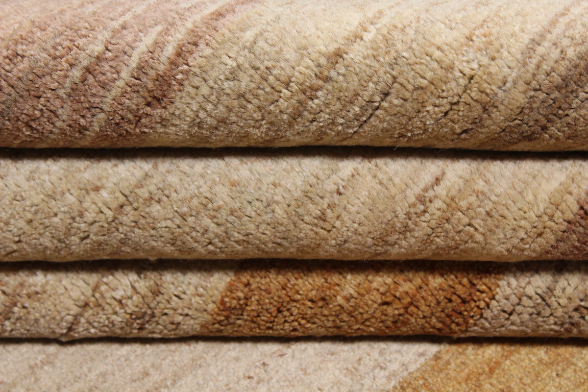 Sand & Ochre Wool Rug with Horizontal Stripes, 308 × 237 cm, view 9.