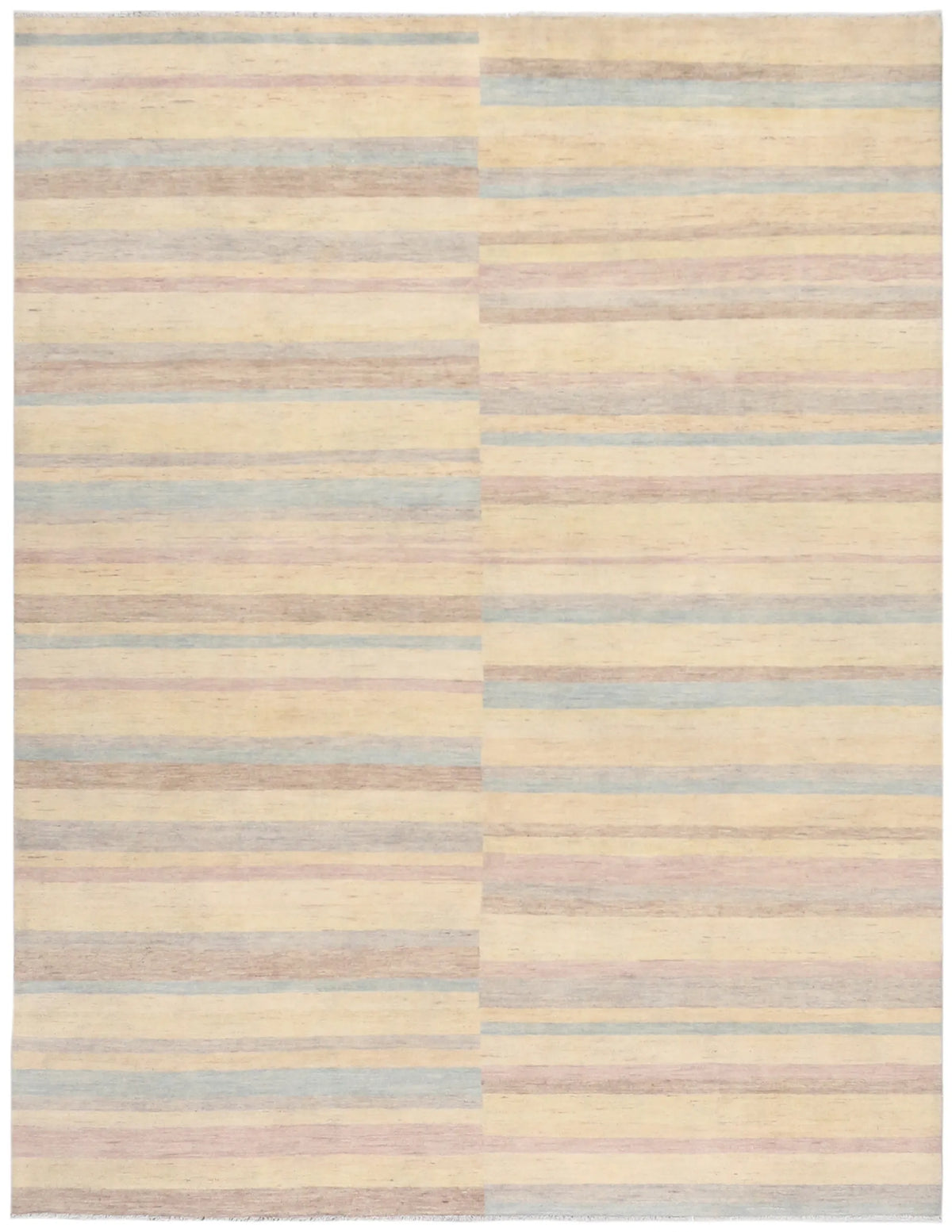 Pastel Wool Rug with Offset Stripes, 304 × 235 cm, overall view.