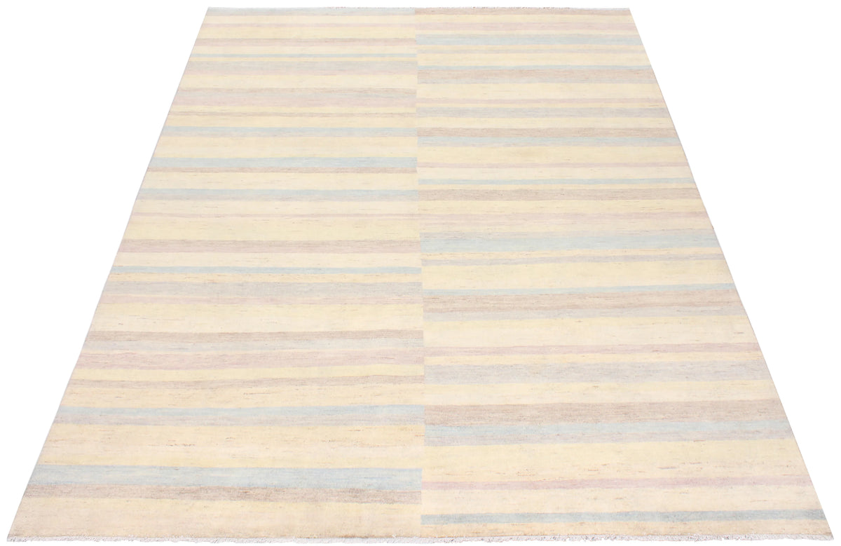 Pastel Wool Rug with Offset Stripes, 304 × 235 cm, view 2.