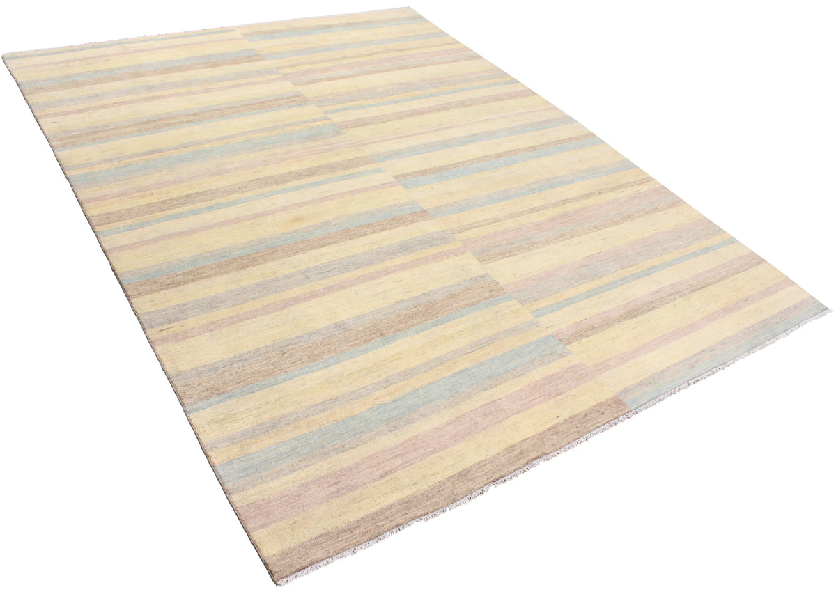 Pastel Wool Rug with Offset Stripes, 304 × 235 cm, view 3.