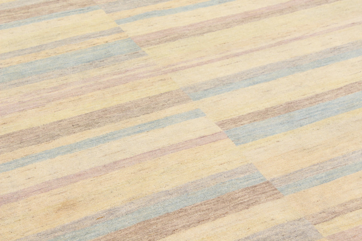 Pastel Wool Rug with Offset Stripes, 304 × 235 cm, view 4.