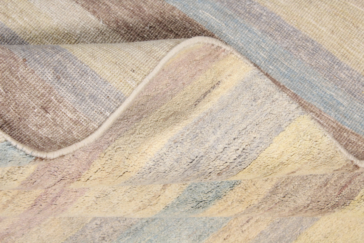 Pastel Wool Rug with Offset Stripes, 304 × 235 cm, view 8.