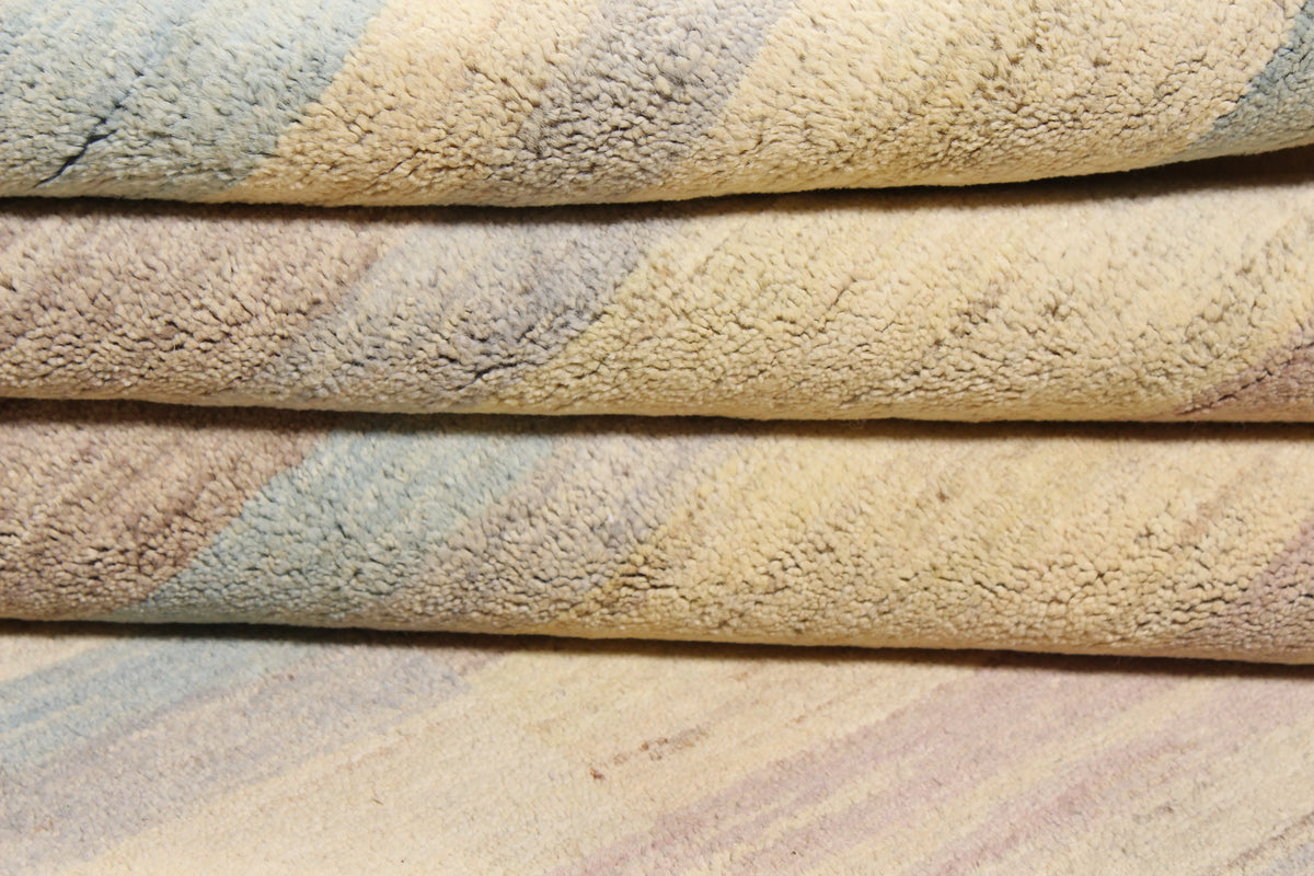 Pastel Wool Rug with Offset Stripes, 304 × 235 cm, view 9.