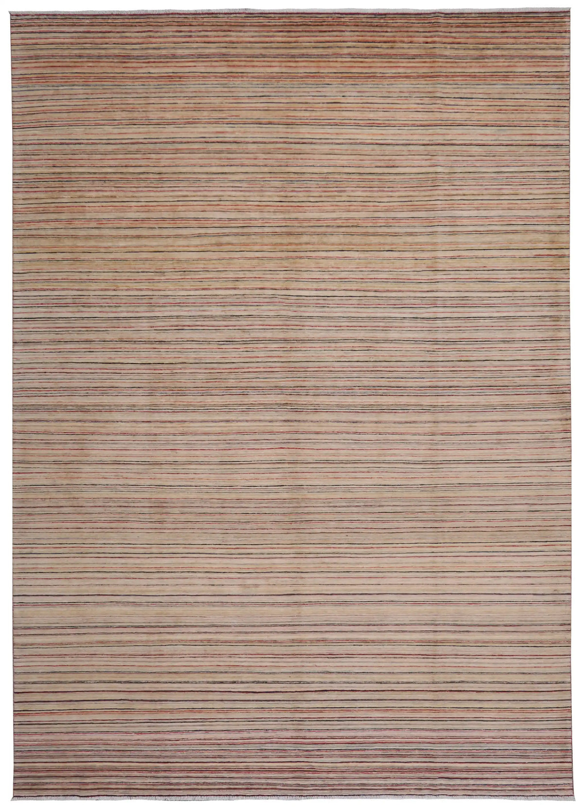 Large Afghan Rug with Fine Color Stripes, 422 × 299 cm, overall view.