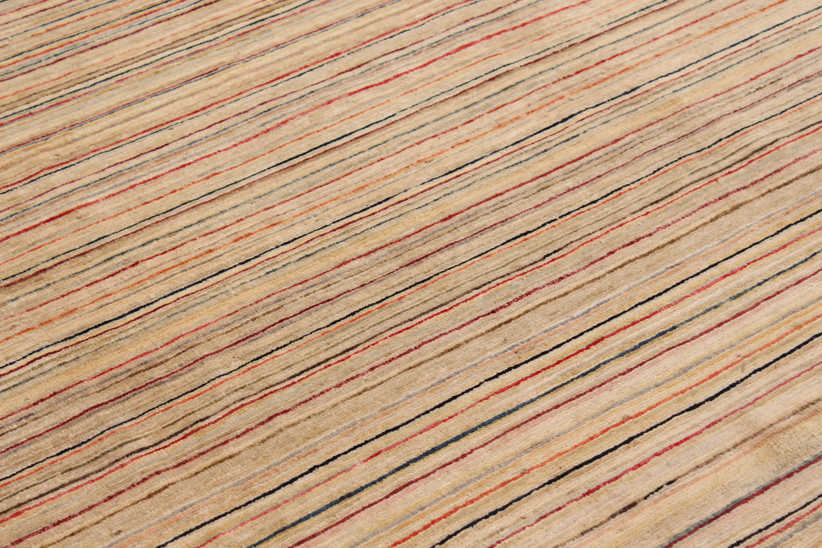 Large Afghan Rug with Fine Color Stripes, 422 × 299 cm, view 4.