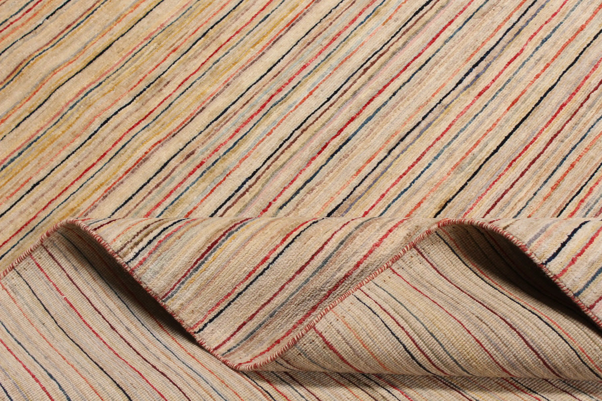 Large Afghan Rug with Fine Color Stripes, 422 × 299 cm, view 7.