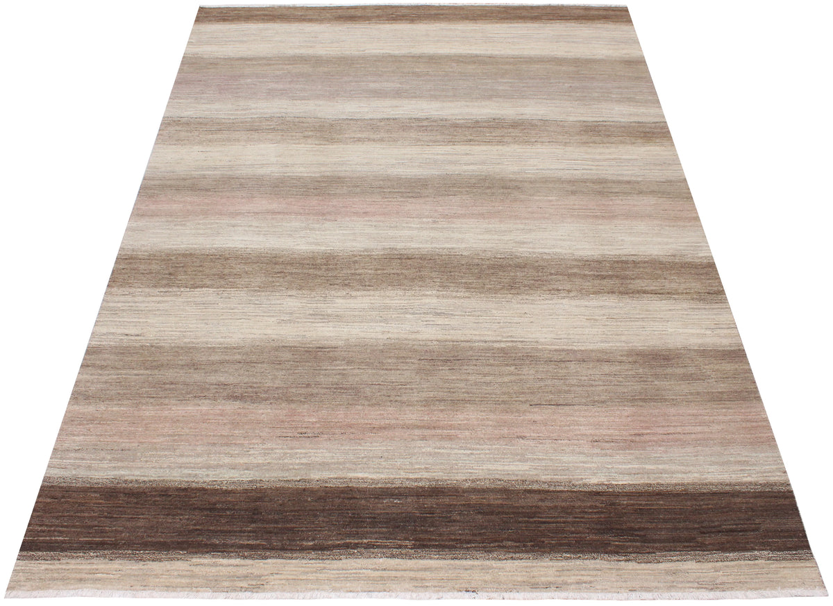 Beige Wool Rug with Brown Horizontal Stripes, 317 × 232 cm, view 2.