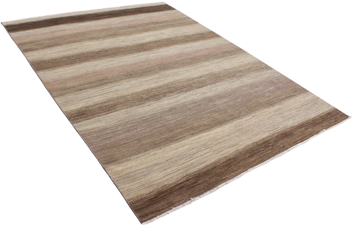 Beige Wool Rug with Brown Horizontal Stripes, 317 × 232 cm, view 3.