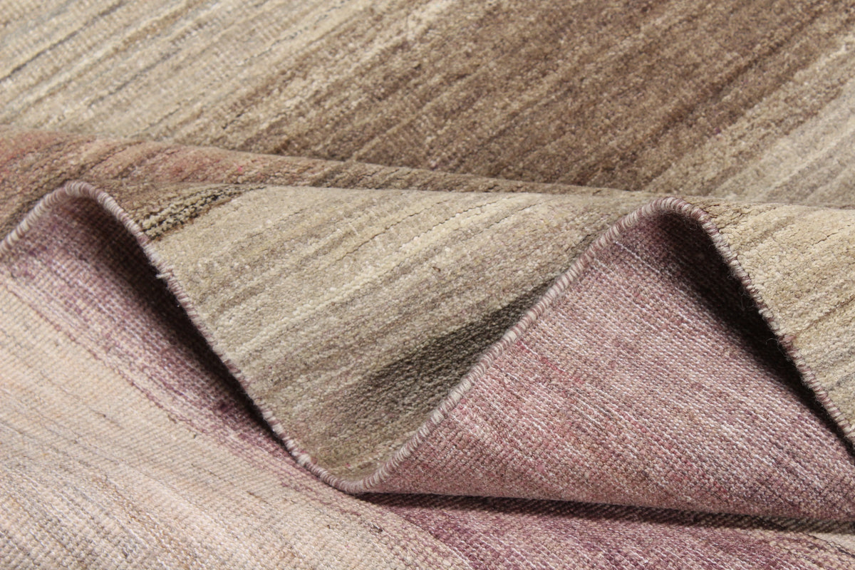 Beige Wool Rug with Brown Horizontal Stripes, 317 × 232 cm, view 7.