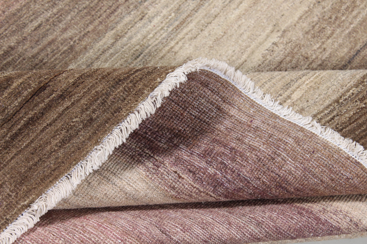 Beige Wool Rug with Brown Horizontal Stripes, 317 × 232 cm, view 8.