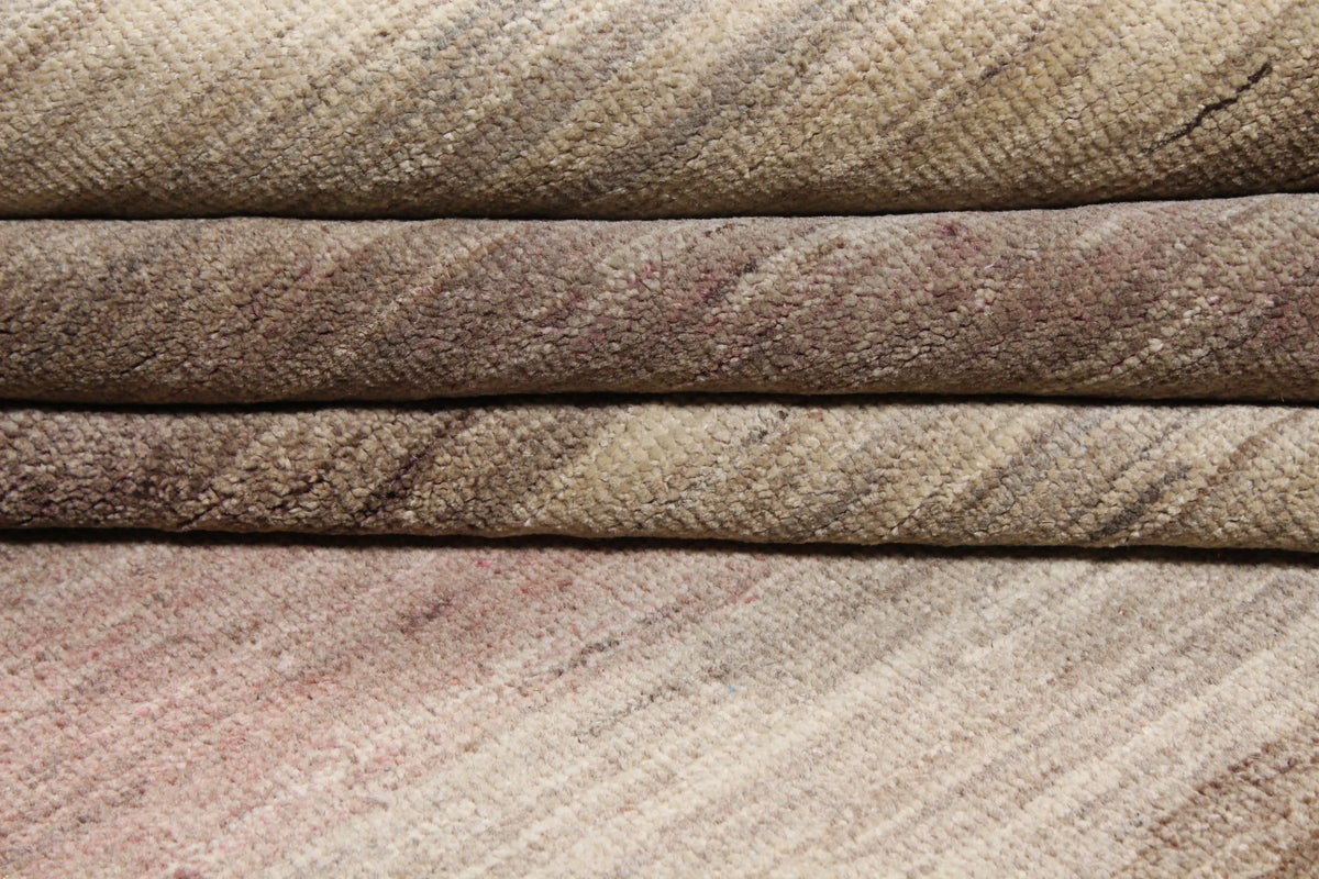 Beige Wool Rug with Brown Horizontal Stripes, 317 × 232 cm, view 9.