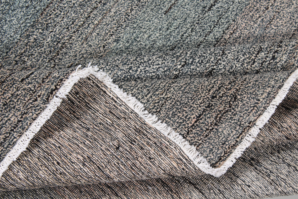 Gray Wool Rug with Fine Horizontal Variation, 303 × 241 cm, view 8.