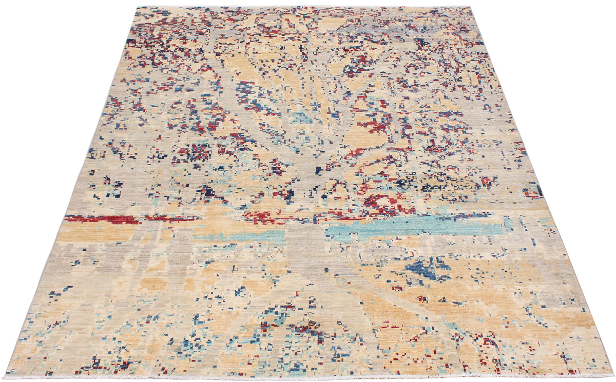 Light Afghan Rug with Abstract Color Accents, 296 × 245 cm, view 2.