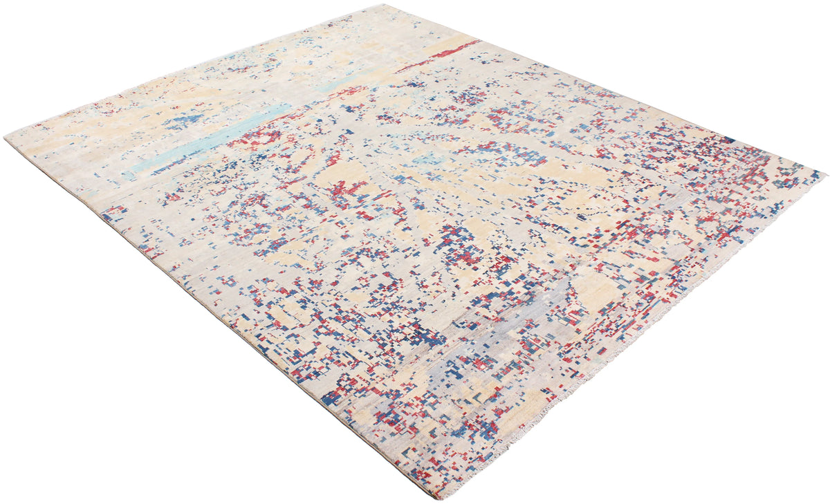 Light Afghan Rug with Abstract Color Accents, 296 × 245 cm, view 3.