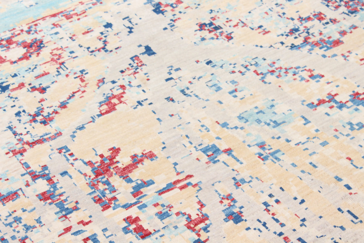 Light Afghan Rug with Abstract Color Accents, 296 × 245 cm, view 4.