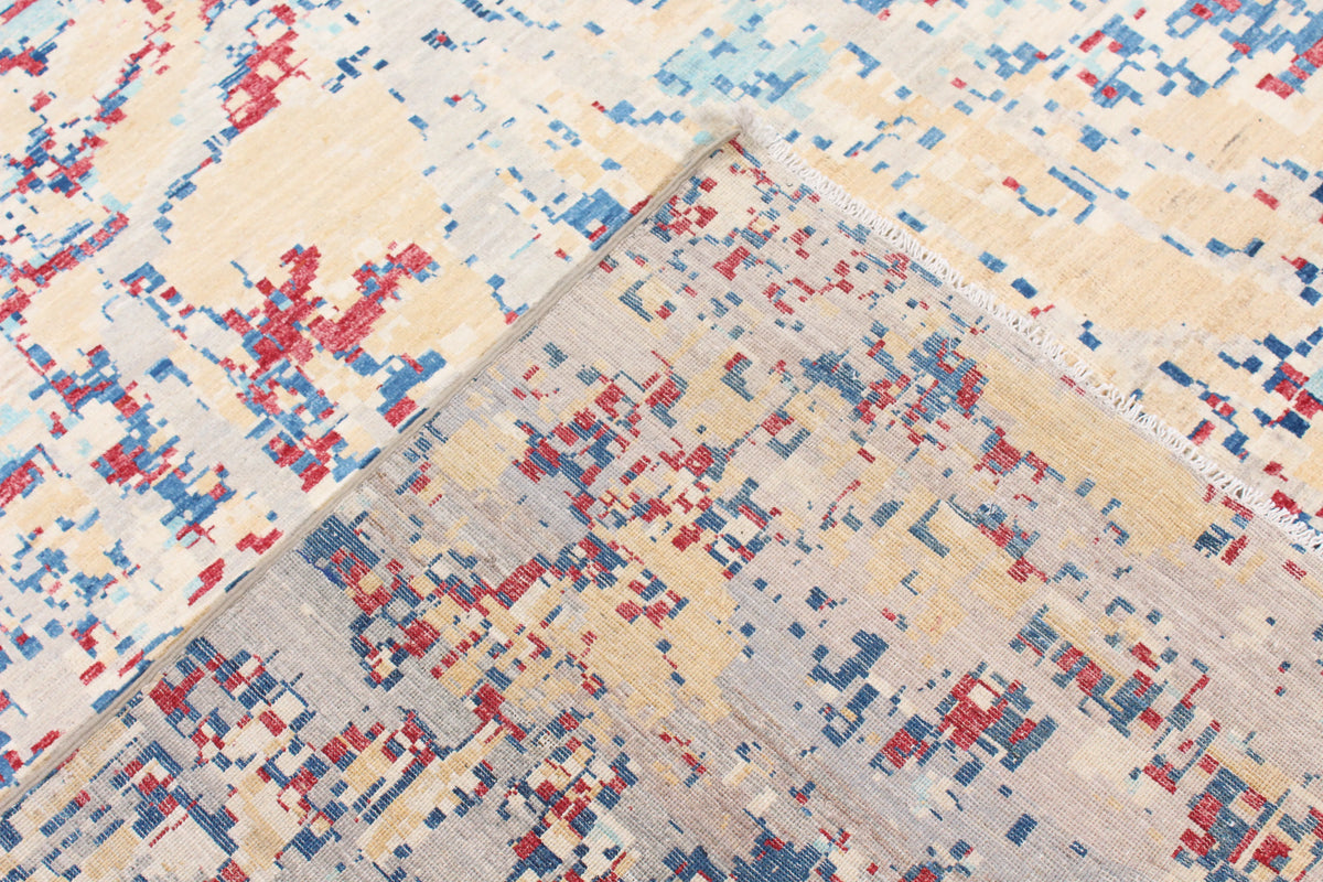 Light Afghan Rug with Abstract Color Accents, 296 × 245 cm, view 5.