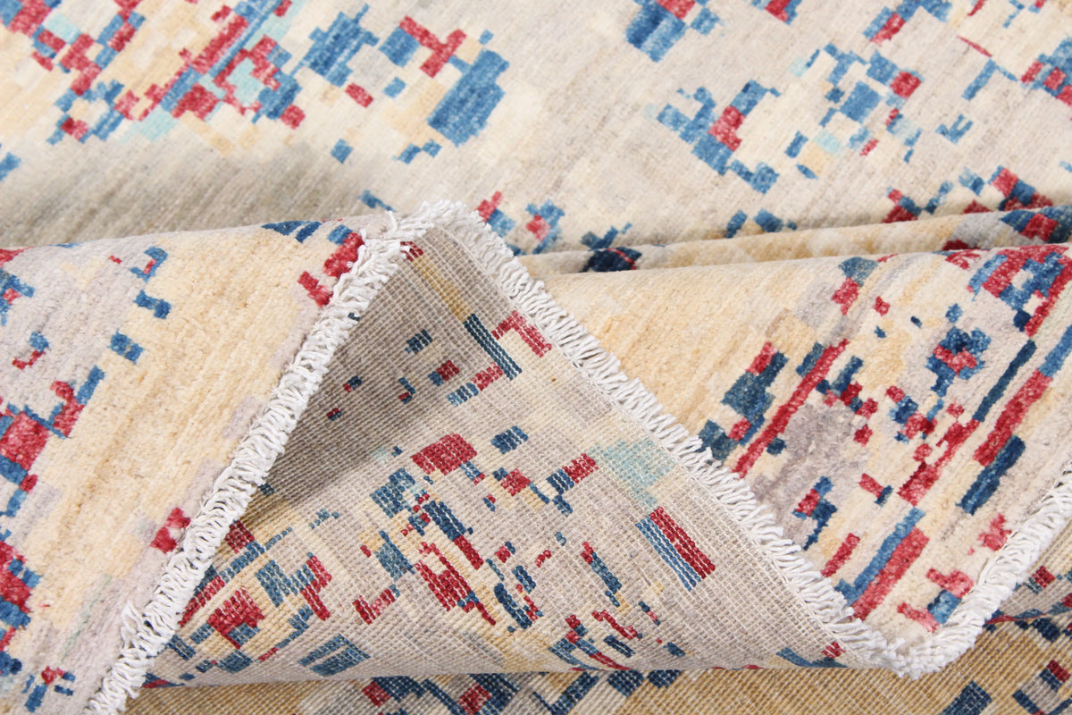 Light Afghan Rug with Abstract Color Accents, 296 × 245 cm, view 8.