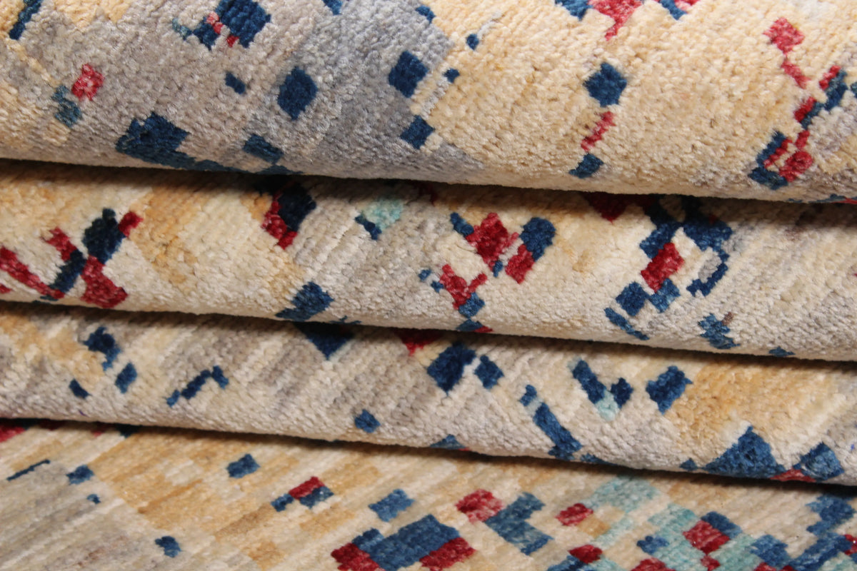 Light Afghan Rug with Abstract Color Accents, 296 × 245 cm, view 9.