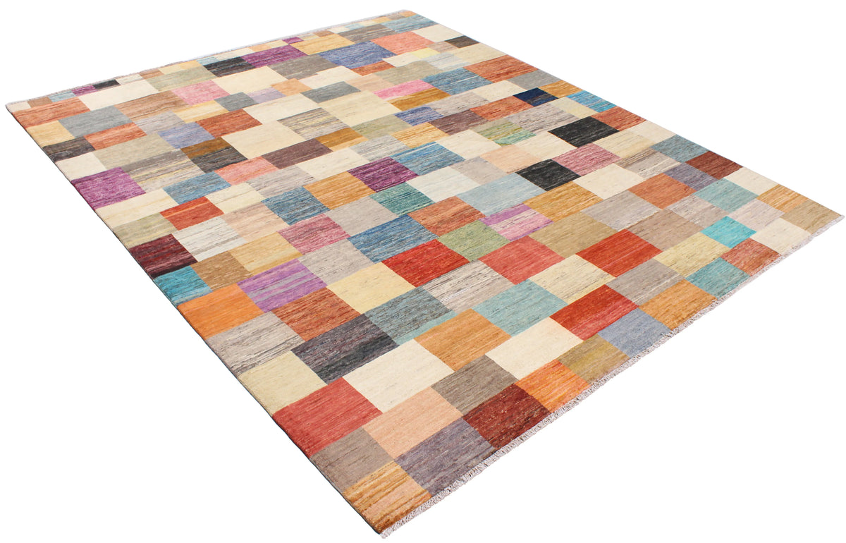 Multicolor Gabbeh Rug with Block Pattern, 295 × 250 cm, view 3.