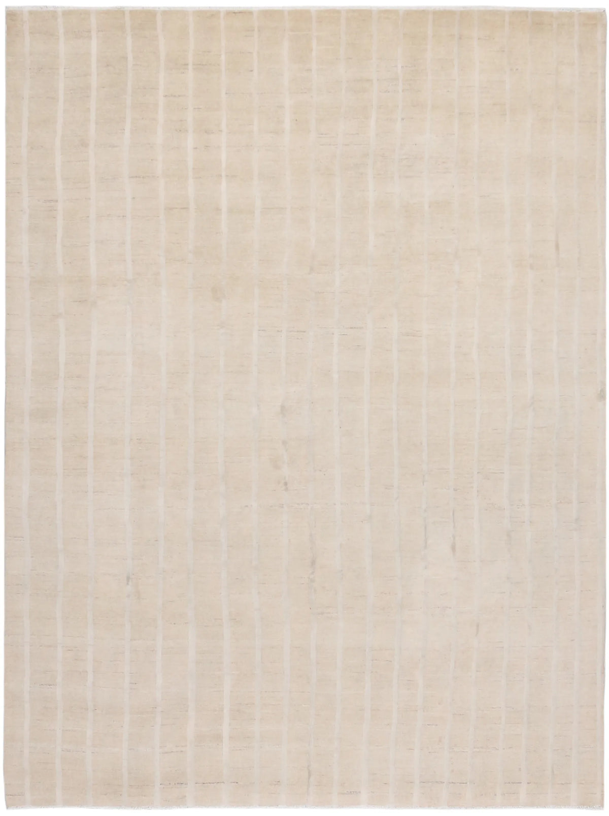 Cream Beige Afghan Rug with Lengthwise Lines, 308 × 235 cm, overall view.