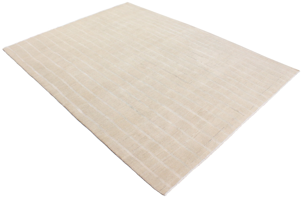 Cream Beige Afghan Rug with Lengthwise Lines, 308 × 235 cm, view 3.