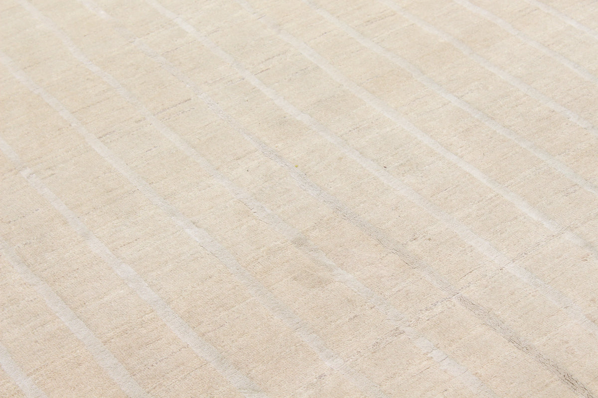 Cream Beige Afghan Rug with Lengthwise Lines, 308 × 235 cm, view 4.