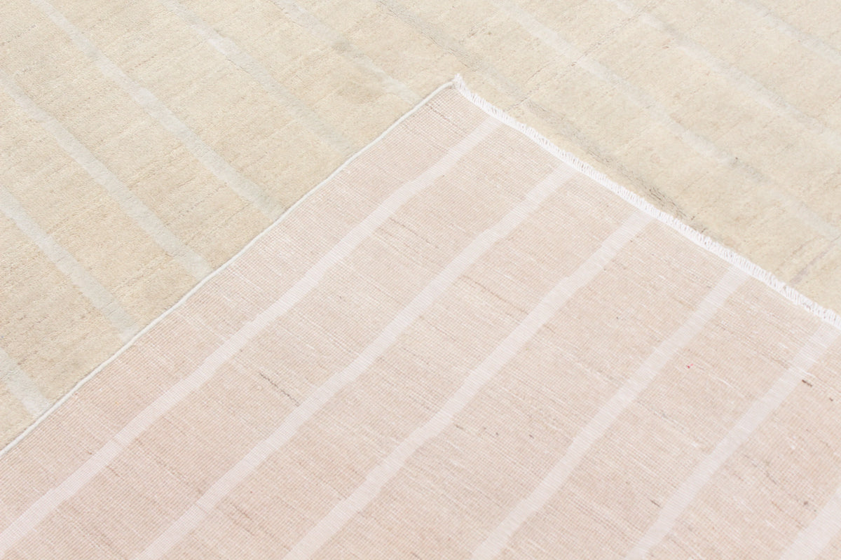 Cream Beige Afghan Rug with Lengthwise Lines, 308 × 235 cm, view 5.