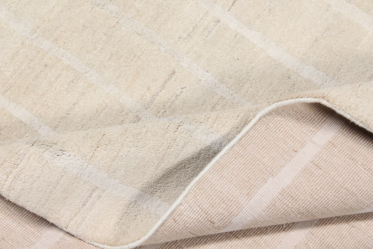 Cream Beige Afghan Rug with Lengthwise Lines, 308 × 235 cm, view 7.