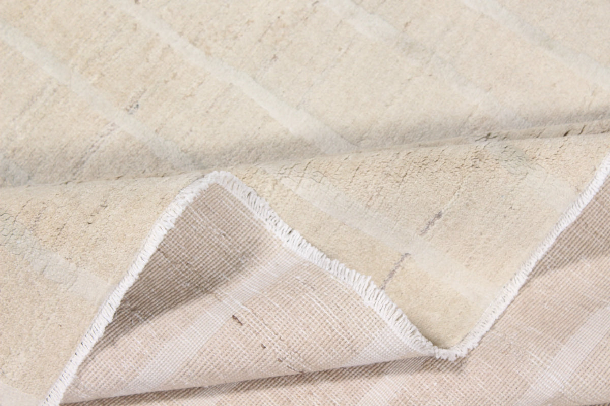 Cream Beige Afghan Rug with Lengthwise Lines, 308 × 235 cm, view 8.