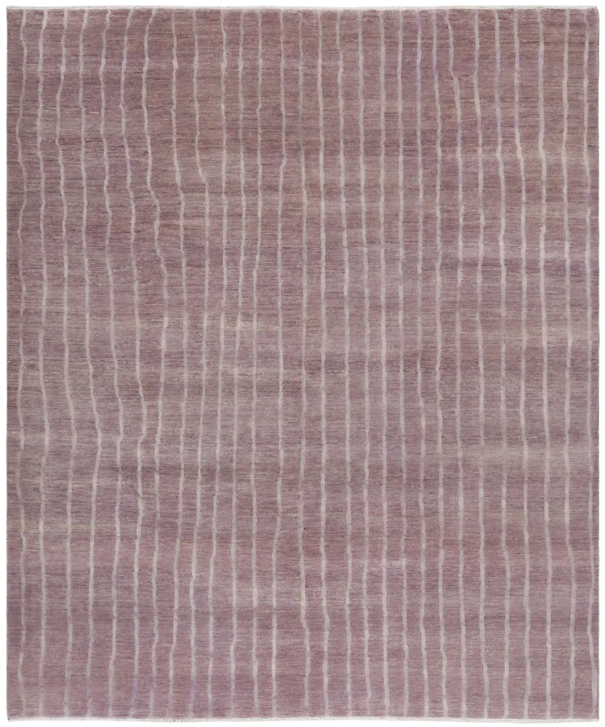 Pink Afghan Wool Rug with Fine Stripes, 297 × 247 cm, overall view.
