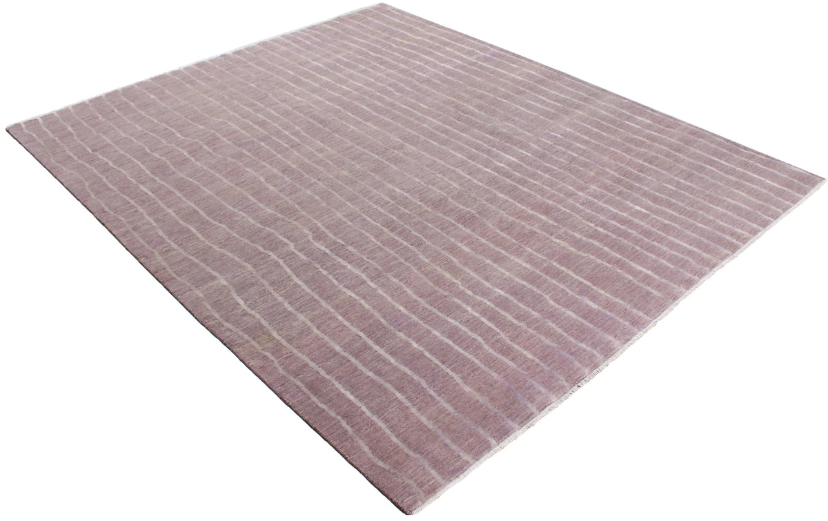 Pink Afghan Wool Rug with Fine Stripes, 297 × 247 cm, view 3.