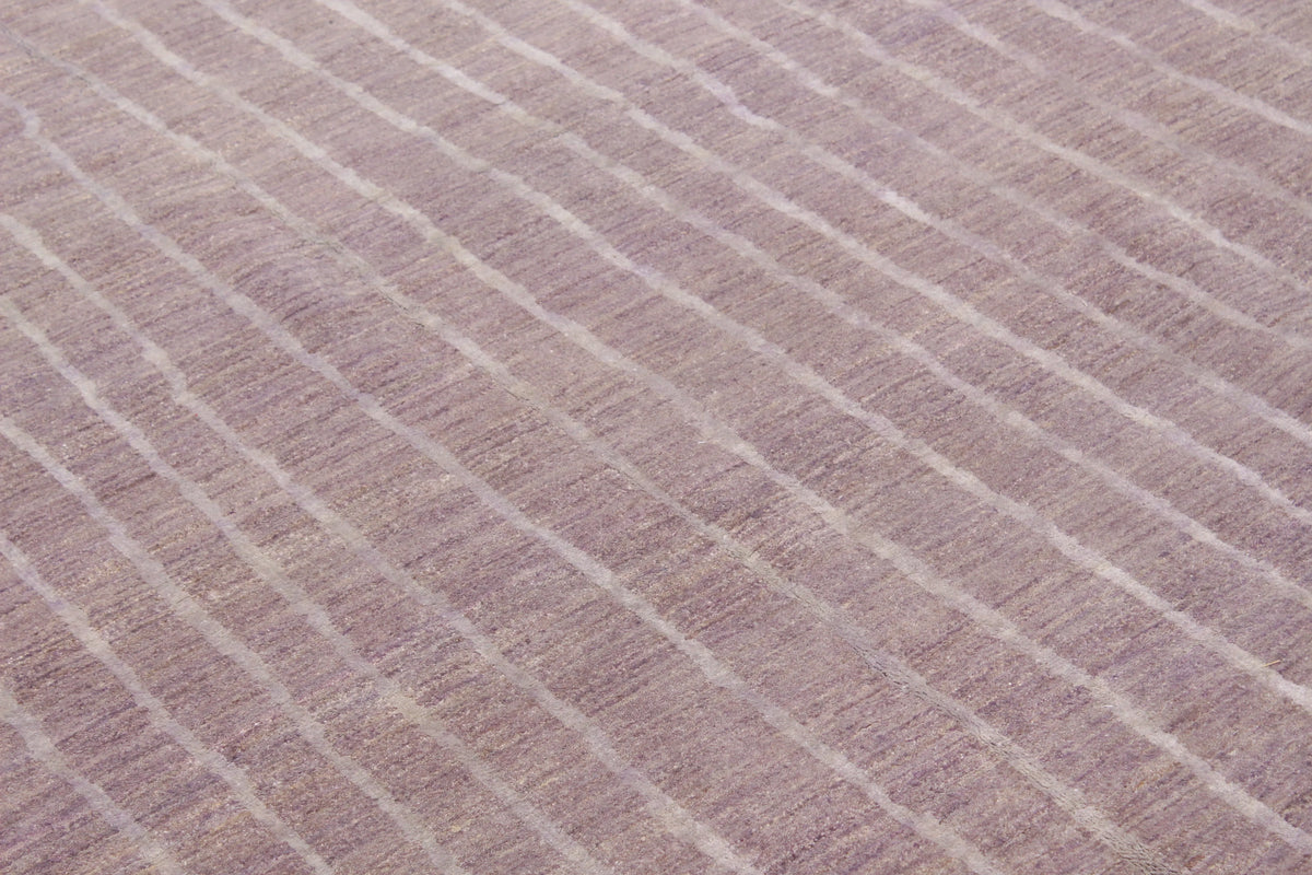 Pink Afghan Wool Rug with Fine Stripes, 297 × 247 cm, view 4.