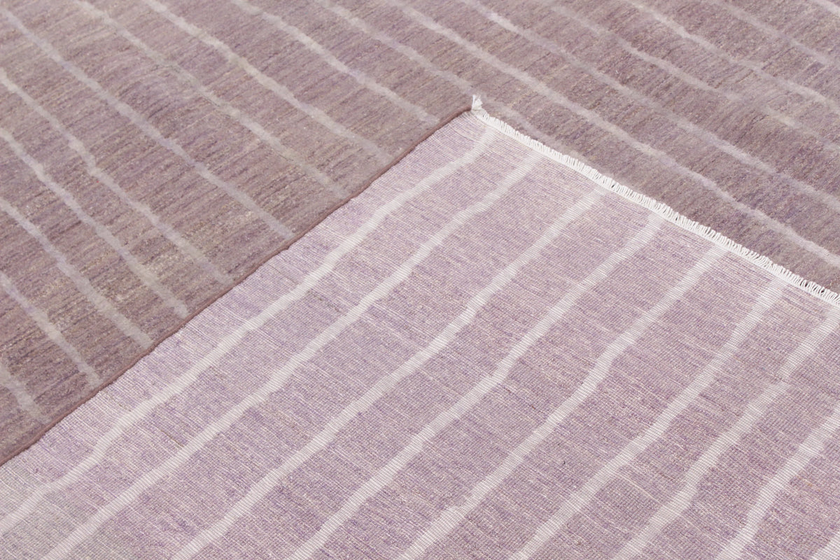 Pink Afghan Wool Rug with Fine Stripes, 297 × 247 cm, view 5.