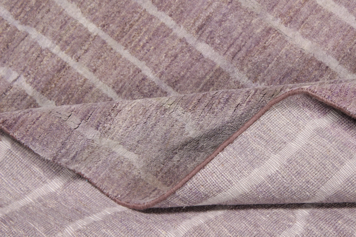 Pink Afghan Wool Rug with Fine Stripes, 297 × 247 cm, view 7.