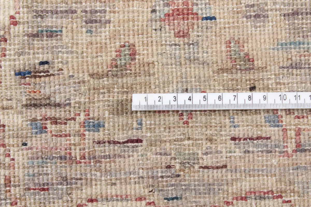 Beige Wool Rug with Delicate Floral Pattern, 300 × 246 cm, view 8.