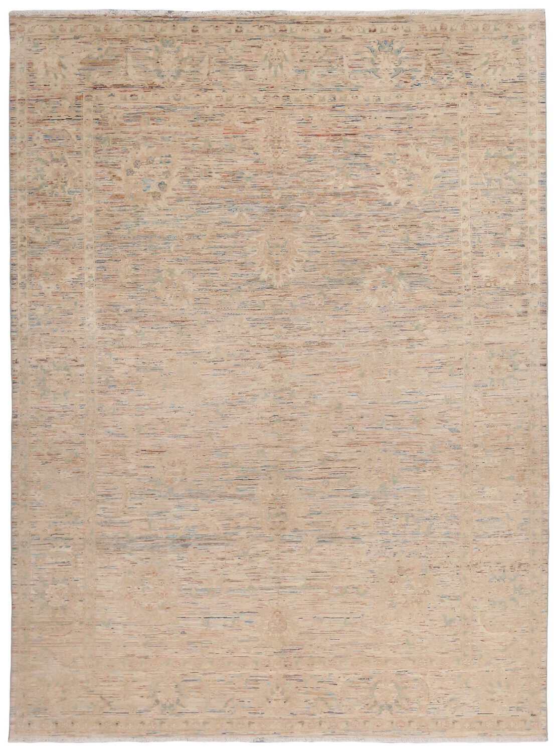 Light Art Deco Rug with Subtle Patterning, 343 × 249 cm, overall view.