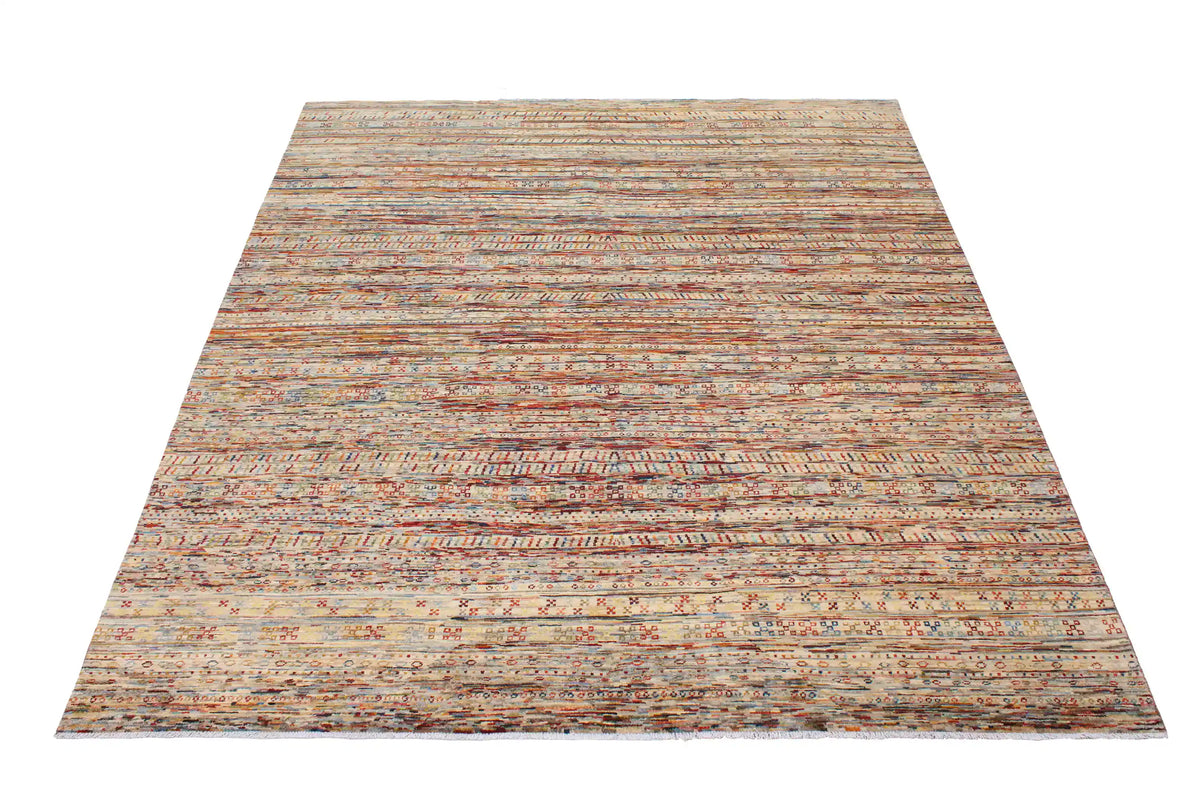 Multicolor Berjasta Rug with Fine Horizontal Stripes, 295 × 251 cm, view 2.