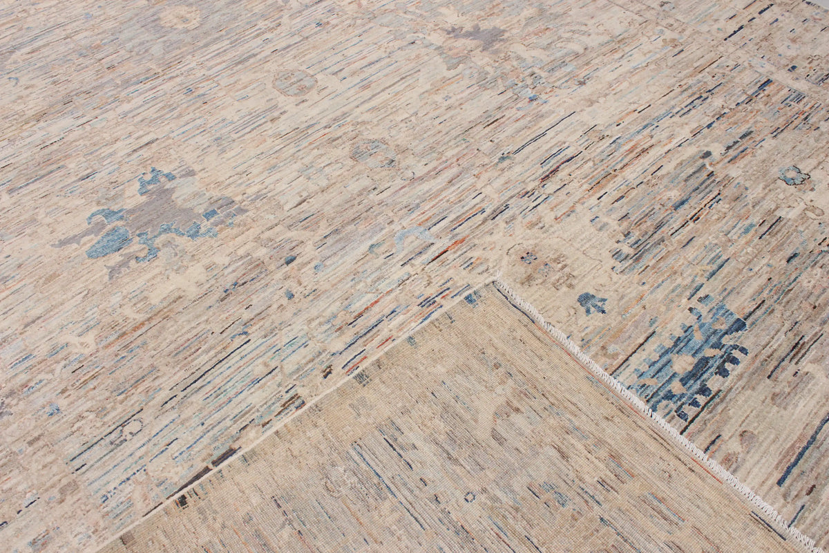 Large Beige & Blue Art Deco Rug, 396 × 300 cm, view 6.