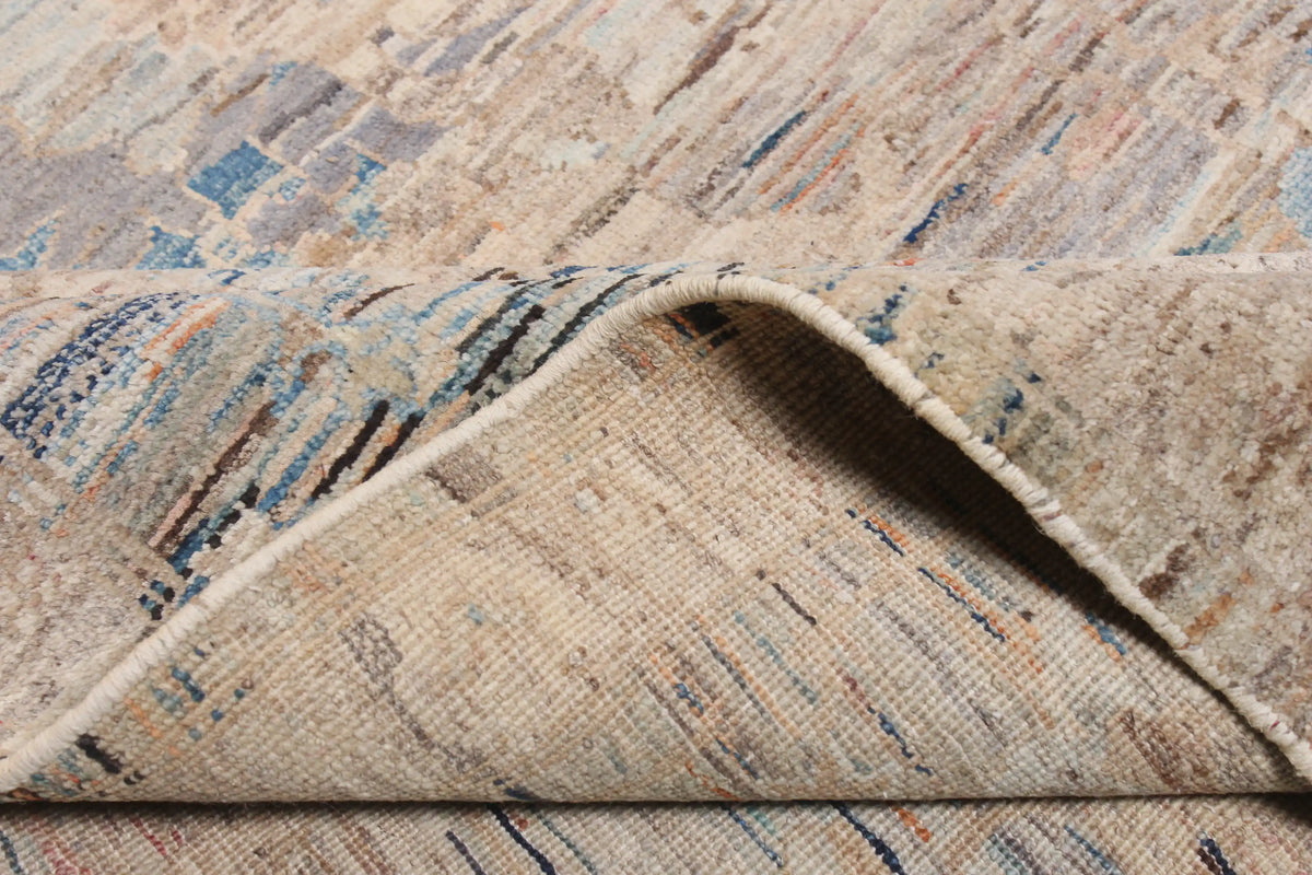 Large Beige & Blue Art Deco Rug, 396 × 300 cm, view 7.