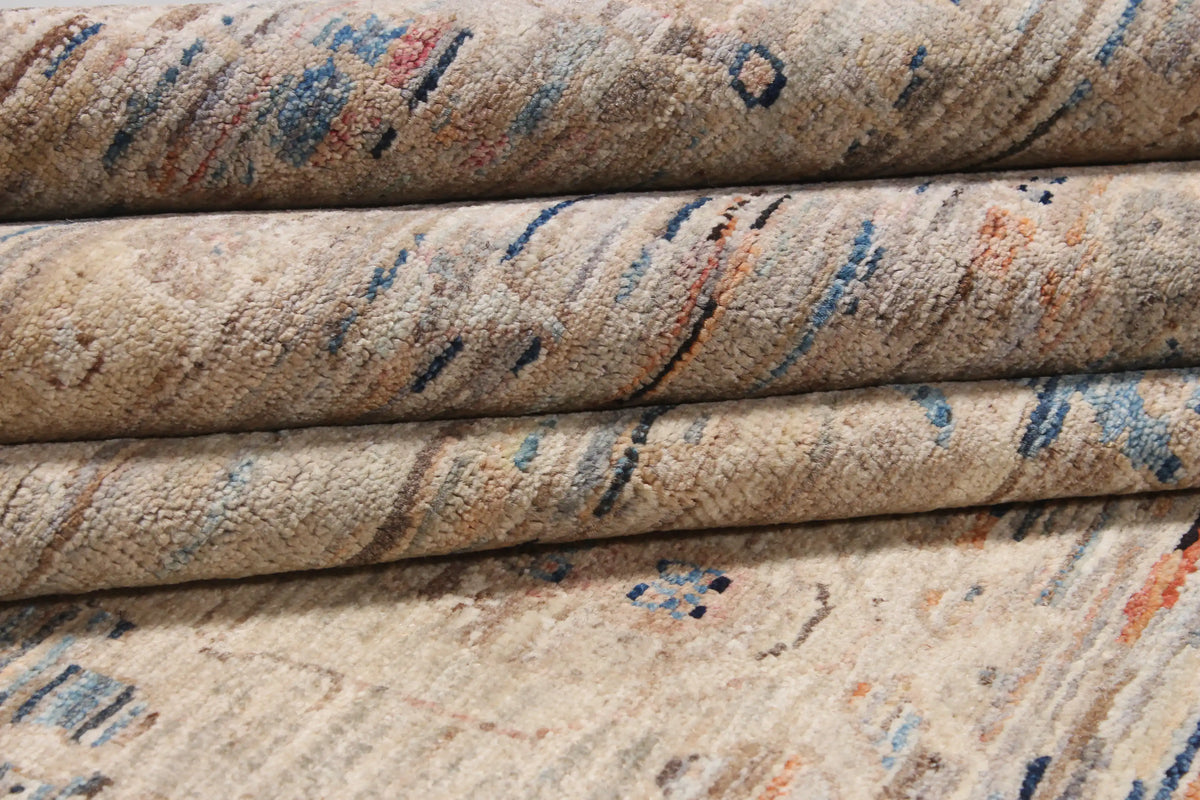 Large Beige & Blue Art Deco Rug, 396 × 300 cm, view 9.