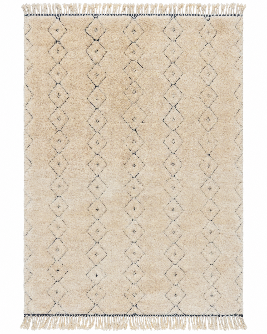 Beige Beni Ourain Wool Rug with Diamonds, 415 × 275 cm.