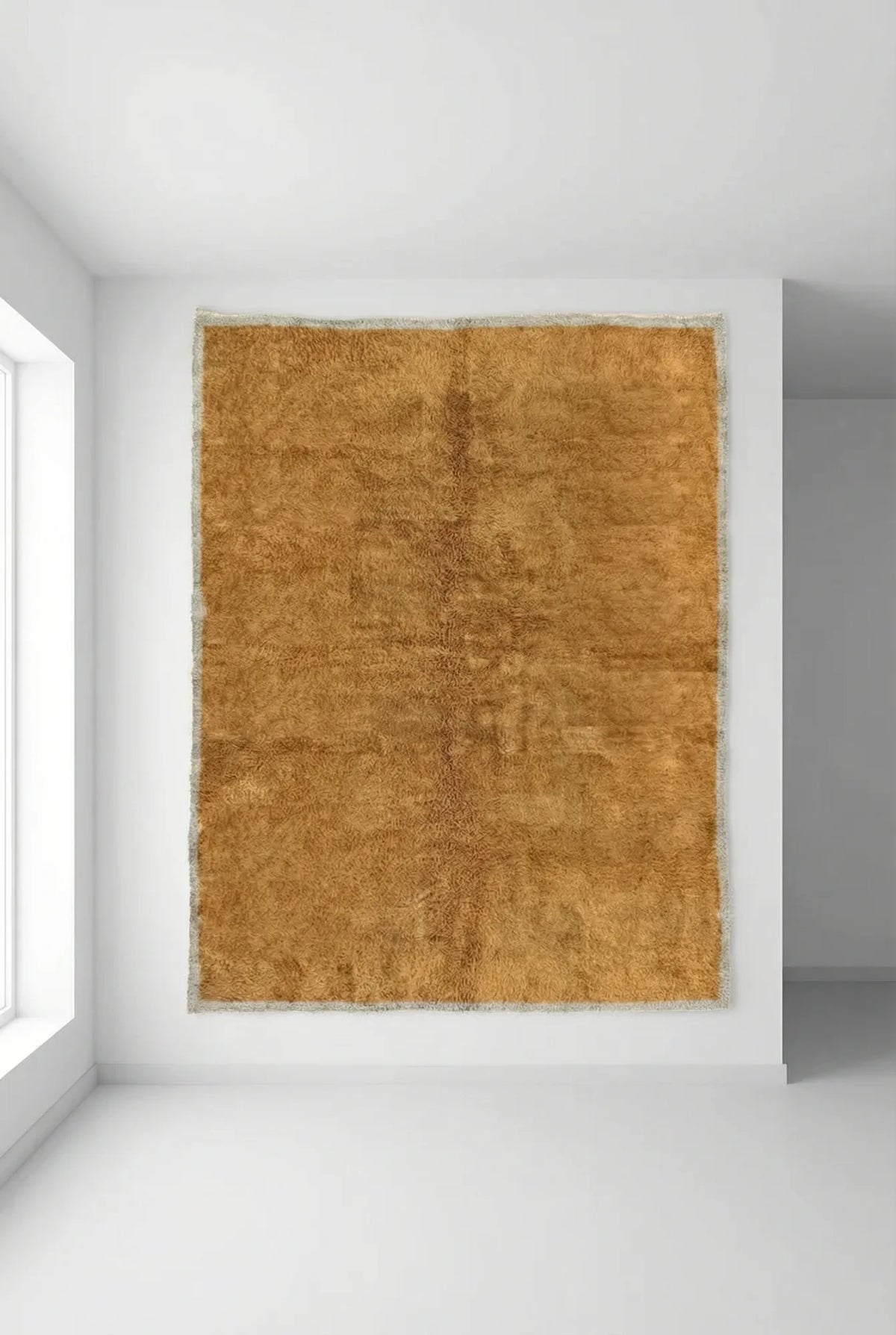 Beni Ourain wool rug, solid warm cognac brown, product view 2