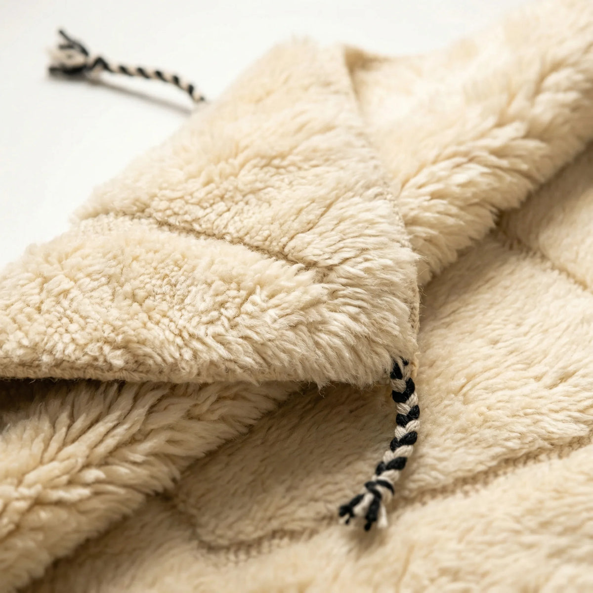 Beni Ourain wool rug, cream ground with subtle beige diamonds, product view 3