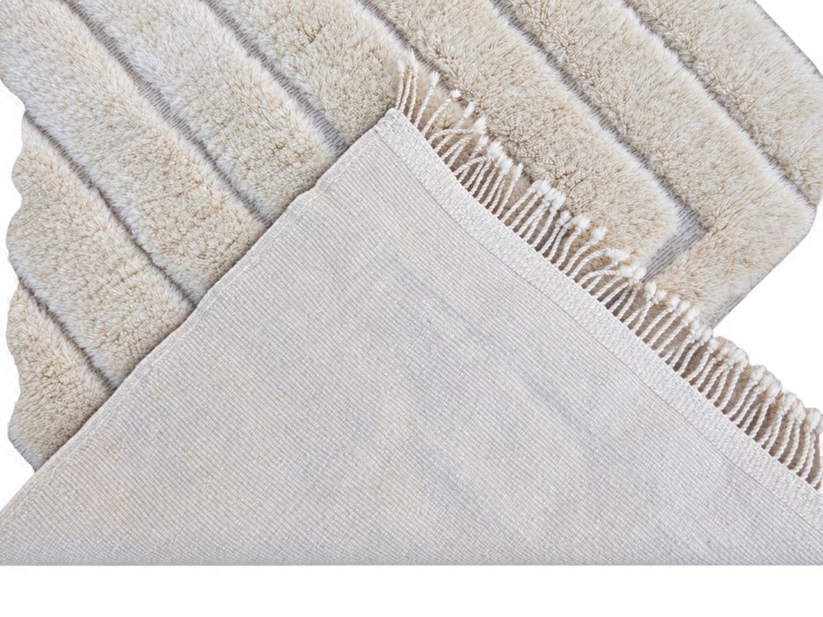 Detail of Natural White Beni Ourain Rug with Rectangle Relief, 305 × 214 cm.