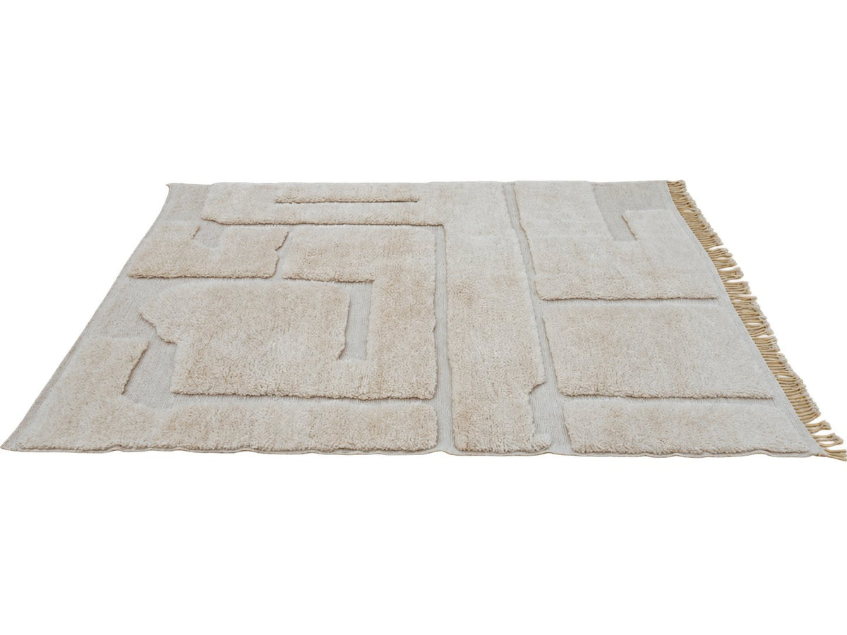 Detail of Cream Moroccan Wool Rug with Abstract Relief, 317 × 220 cm.