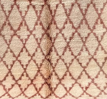Pattern detail from the original photograph of Cream Vintage Moroccan Rug with Brown Diamond Grid, 315 × 200 cm.