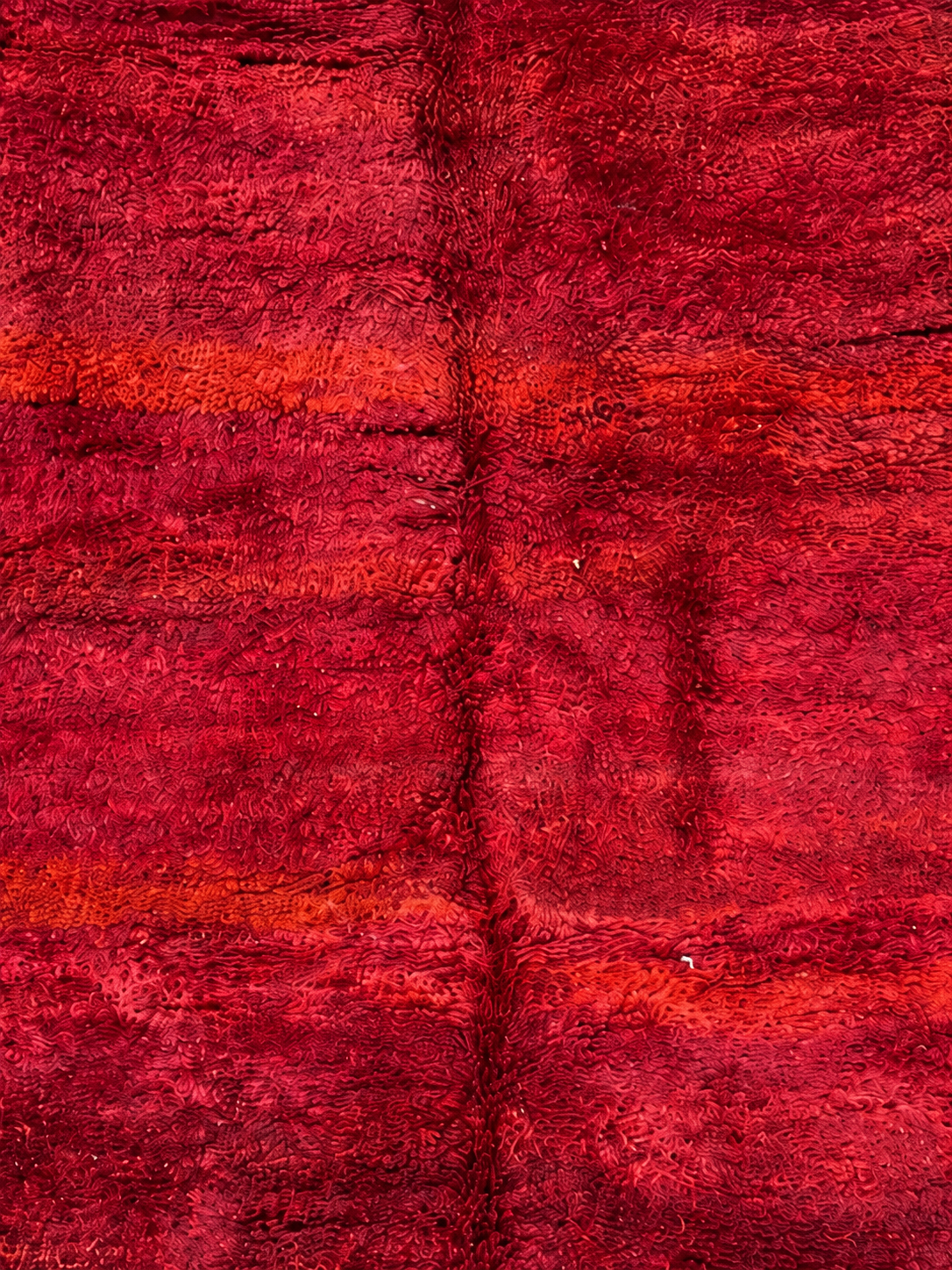 Detail of Dark Red Vintage Moroccan Rug with Tonal Bands, 320 × 190 cm.