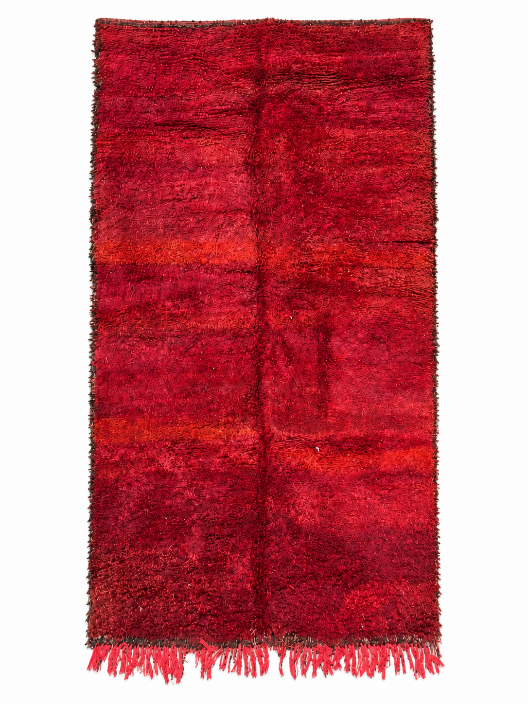 Dark Red Vintage Moroccan Rug with Tonal Bands, 320 × 190 cm.